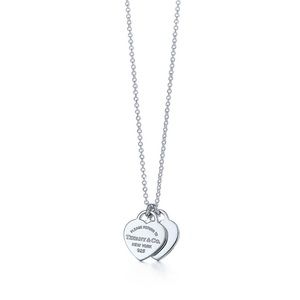 Authentic Tiffany Mini Double Heart Tag Necklace